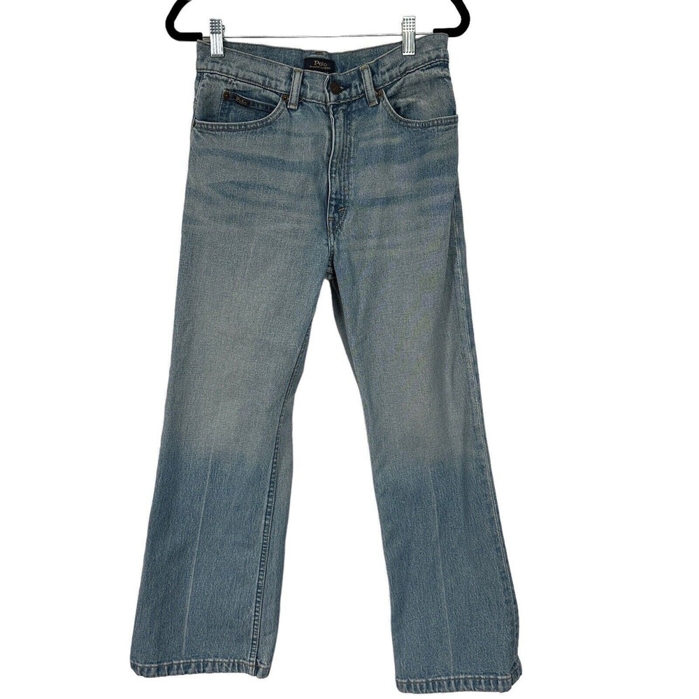Polo Ralph Lauren Cropped Jeans Women's 27 Light Blue Flare High Waist Denim